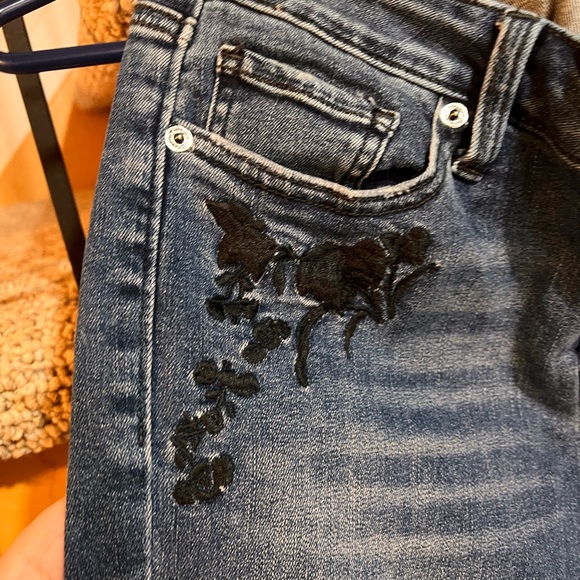 Dark Wash Flora Embroidered Lolita skinny jeans - Picture 5 of 9